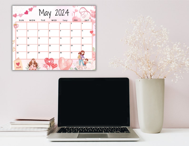 EDITABLE May 2025 Calendar, Printable Wall Calendar 2025, Cute Calendar