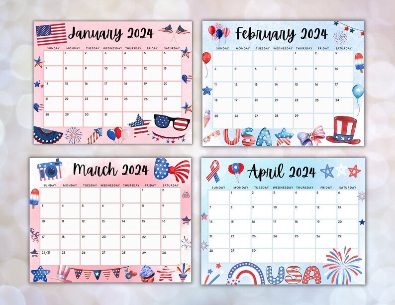 PATRIOTIC 2025 Calendar Bundle 12 Months of America Calendars Celebrate
