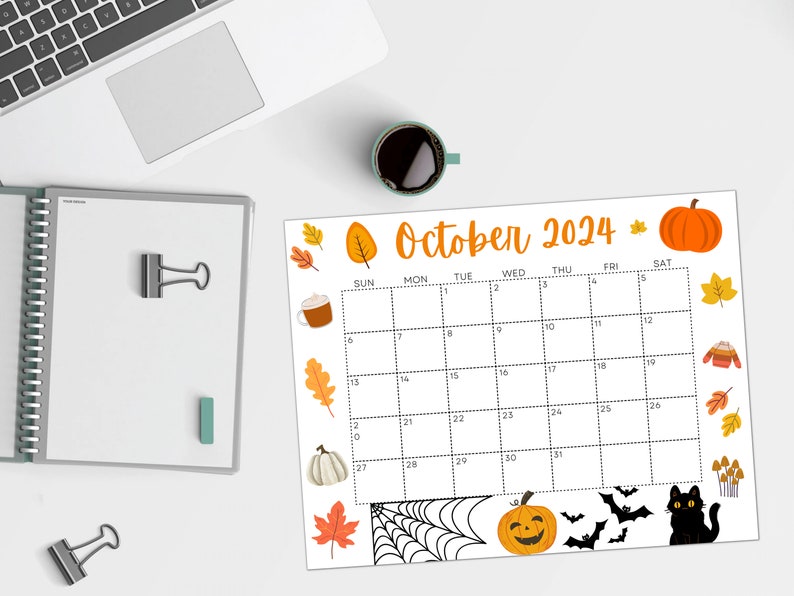 Editable October 2024 Calendar, Printable Calendar, 2024 Wall Calendar