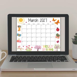 EDITABLE March 2027 Calendar, Printable Wall Calendar, Hello Spring ...