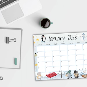 Editable Printable January 2025 Calendar, Its Cold Outside Cute School