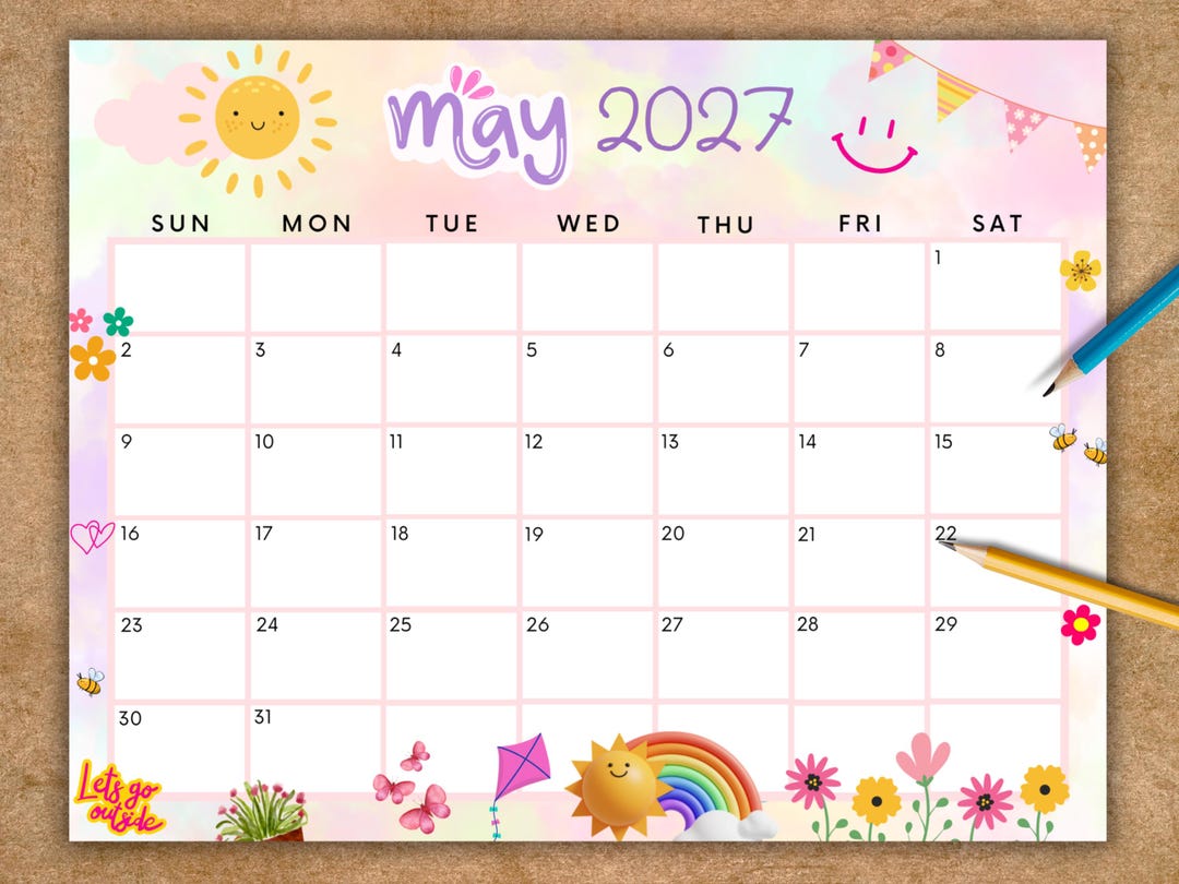 EDITABLE May 2027 Calendar, Printable Calendar, Colorful Spring Calendar W/ Flowers, Monthly Calendar, Cute Homeschool Calendar, Fillable - Etsy Finland