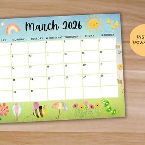 EDITABLE March 2026 Calendar, Printable Hello Spring Calendar ...