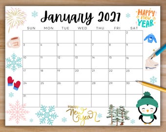 Editable January Calendar 2027, Printable Wall Calendar 2027, Happy New  Year Calendar, School Calendar, Classroom Calendar, January Planner - Etsy
