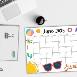 June 2025 Editable Wall Calendar, Printable Classroom Calendar ...