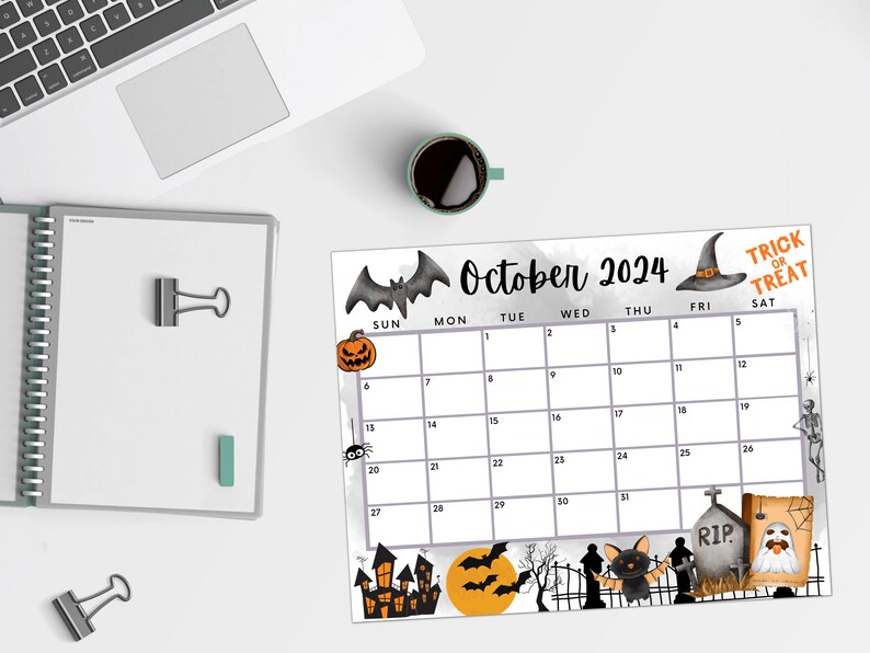 Editable October 2025 Calendar, Printable Calendar, 2025 Spooky
