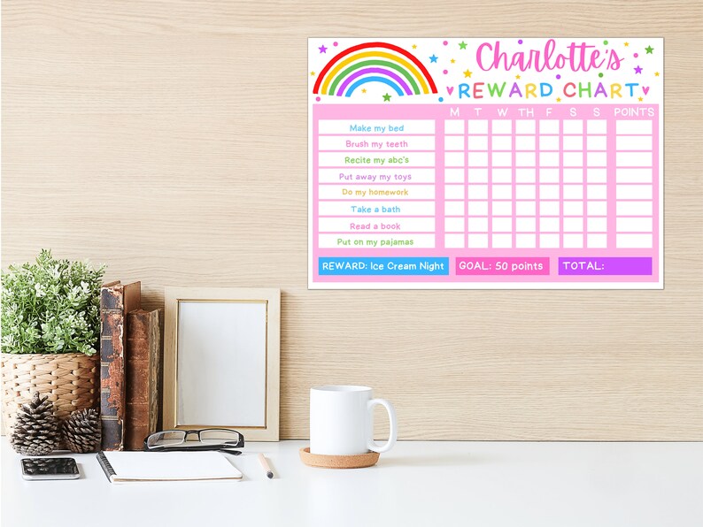 EDITABLE Rainbow Chore Chart, Girls Reward Chart, Sticker Chart ...