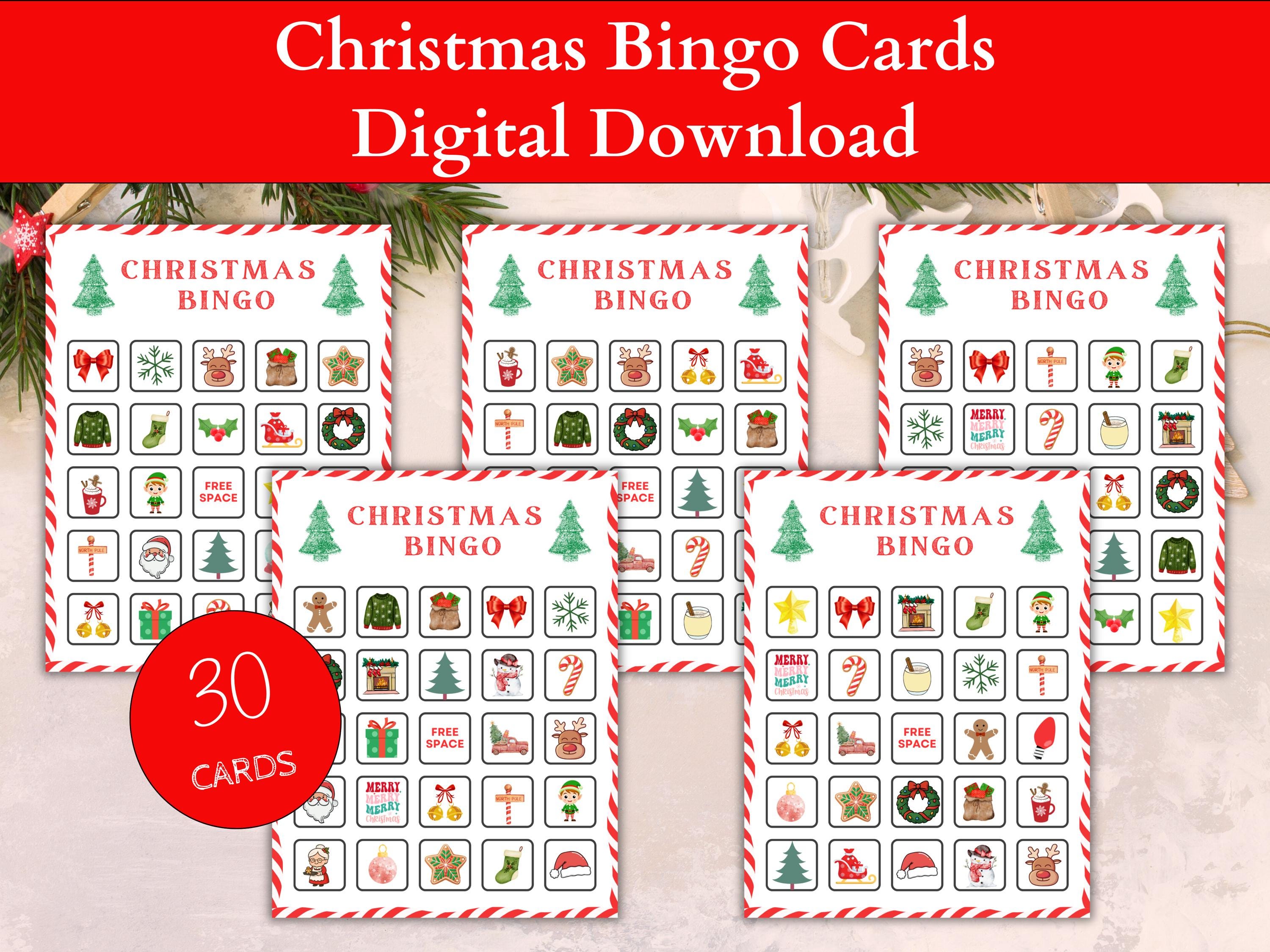Printable Christmas Bingo, 30 Christmas Bingo Cards, Fun Kids Classroom ...