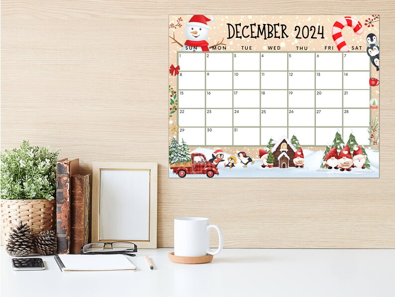 Editable December 2024 Calendar, Printable Christmas Calendar W