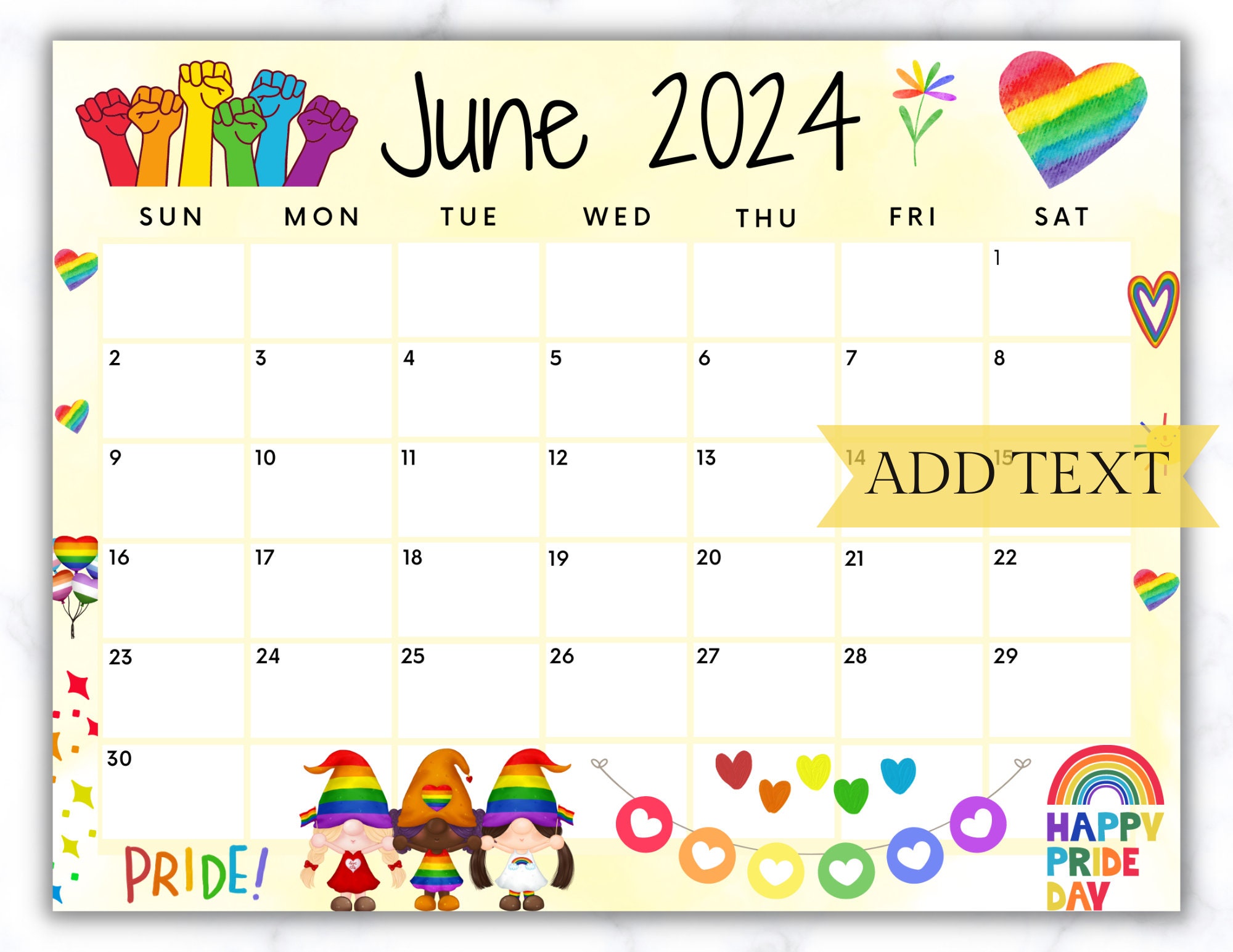 EDITABLE June 2025 Calendar Printable Calendar Pride Month Etsy