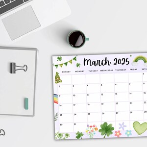 March Spring Calendar EDITABLE March 2025 Calendar, Printable Homeschool Calendar, Beautiful ...