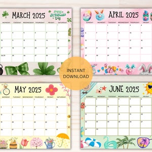 Editable School Calendar 2024-2025 From July to June Printable Kids ...