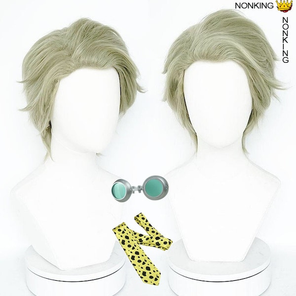 Nanami Kento Cheveux Cosplay | Perruques Anime Manga Cosplay | Cadeau d'Halloween, cravate Jujutsu Kaisen, lentilles de lunettes accessoires, accessoires de cosplay de perruque