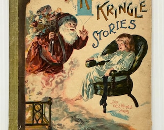 Antique 1901 Jolly Kriss Kringle Stories Book McLoughlin Bros. Hardcover Illustrated Santa Claus Christmas