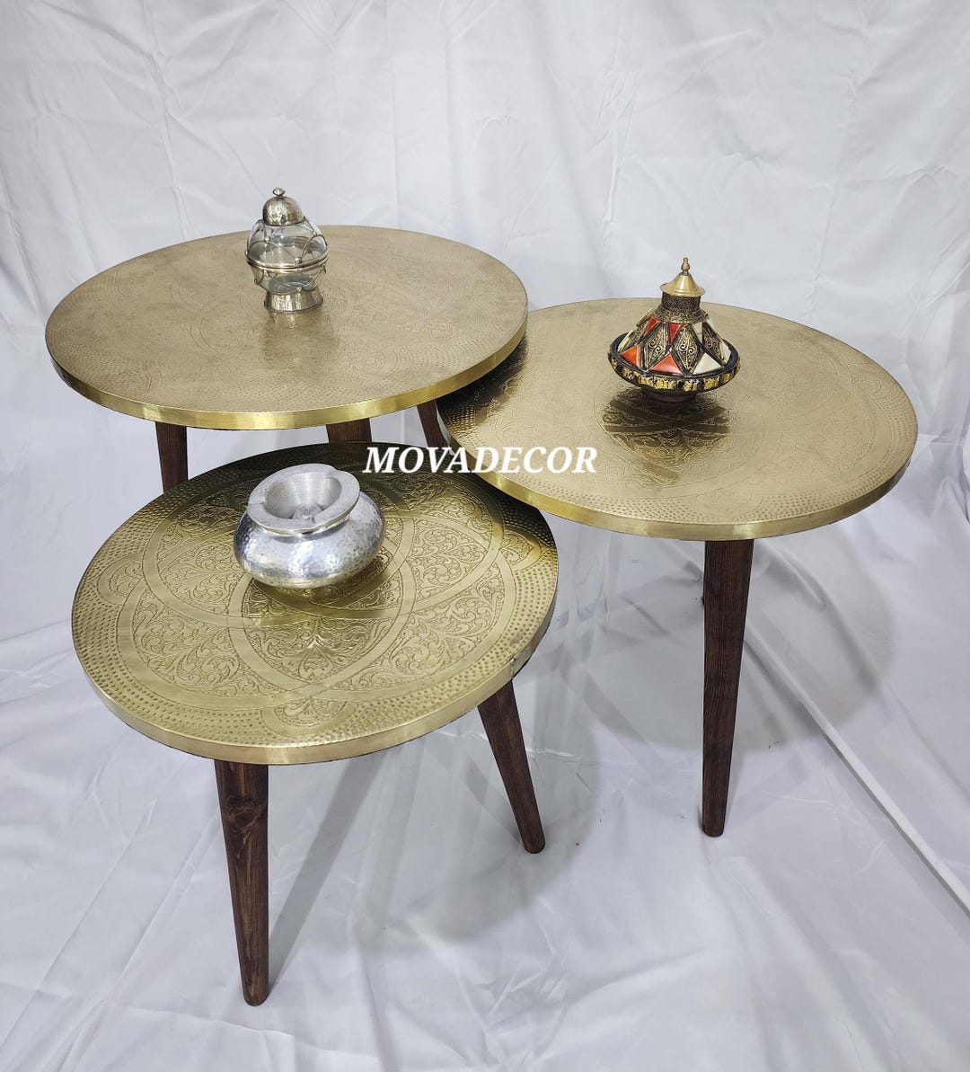 Arabic Brass Coffee Table: Moroccan Carved Wood Sofa Table - Etsy