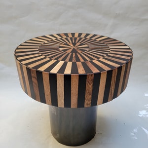 Stunning Handcrafted Walnut Round Table, Unique Wooden Piece Artistic Side Table, Black Resin Side Table, Add Charm to Your Room