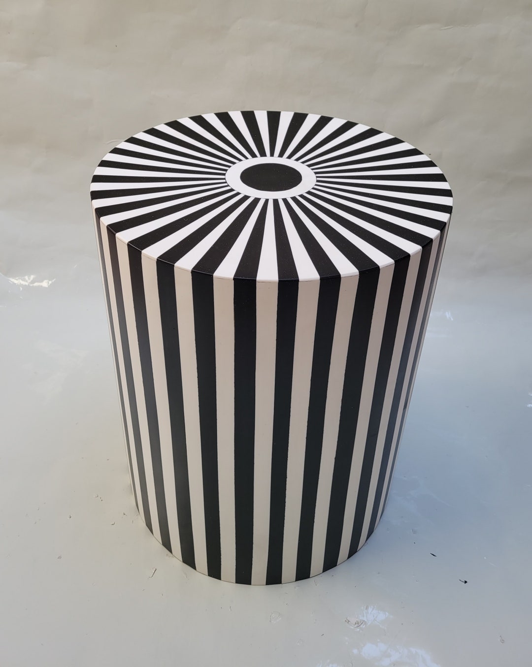 Handcrafted Cedar Side Table: Black & White Resin Accent Table - Etsy