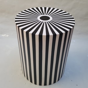 Handcrafted Cedar Round Side Table Unique Piece of Wood Black and White Resin Side Table Adds Charm to Your Room
