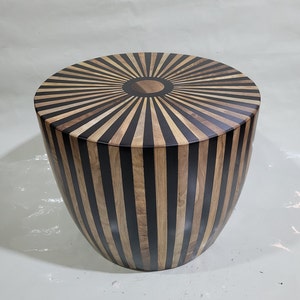 Handmade Walnut & Resin Side Table: Round Wood Accent Table