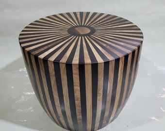 Handmade Stunning Round Table, Unique Wood Piece of Art Side Table, Walnut Side Table, tabourets