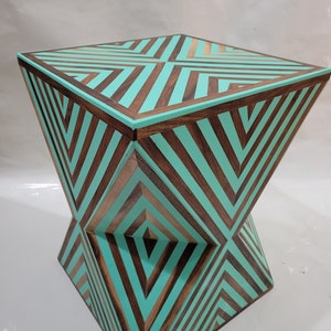 Handcrafted Walnut Side Table A unique piece of wood, this resin side table adds charm to your room