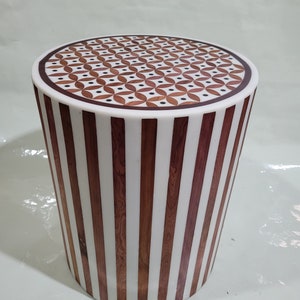 Stunning Handmade Cedar Round End Table Art Unique Piece of Wood Side Table White Resin Side Table Add Charm to Your Room