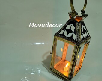 Set of 3 Moroccan Candle Holder Handmade Bone Brass Resin Home Decor Beautiful Candle Holder Garden Decoration