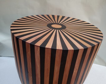 Stunning Handmade Walnut Round Table, Unique Wood Piece Art Side Table, White Resin Side Table, Add Charm to Your Room