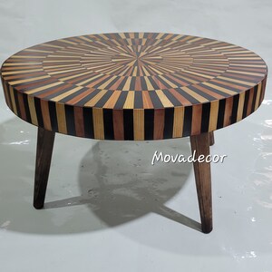 Handcrafted Cedar Wood Round Short Table Unique Piece of Wood White Resin Side Table Add Charm to Your Room