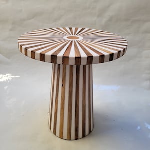Handcrafted Walnut Round Side Table Unique Piece of Wood White Resin Side Table Add Charm to Your Room