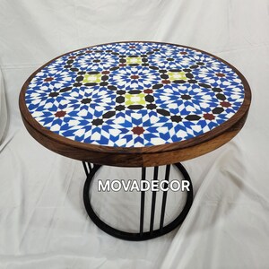 Handcrafted Walnut Round Side Table Unique Piece of Wood White Resin Side Table Add Charm to Your Room