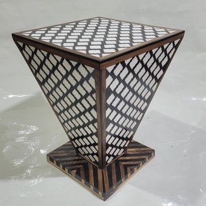 Walnut Coffee Table: Mid Century Hexagon Resin Accent Table