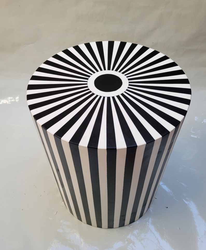 Handcrafted Cedar Side Table: Black & White Resin Accent Table - Etsy