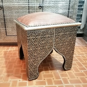 Moroccan handmade brass and fabric chair