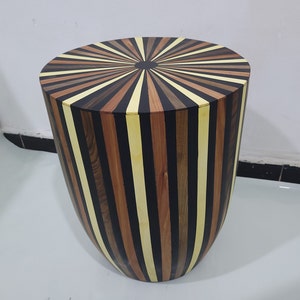 Stunning Handmade Round Table, Unique Piece of Wood Side Table, Walnut Wood, Lemon Wood and Cedar Wood Side Table, Adds Charm to Your Room