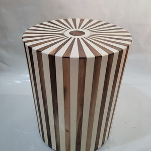 Stunning Handcrafted Walnut Round Table, Unique Wooden Piece Artistic Side Table, White Resin Side Table, Add Charm to Your Room
