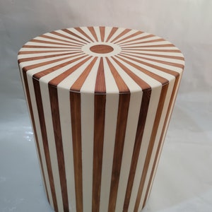 Stunning Handmade Cedar Round End Table Art Unique Piece of Wood Side Table White Resin Side Table Add Charm to Your Room