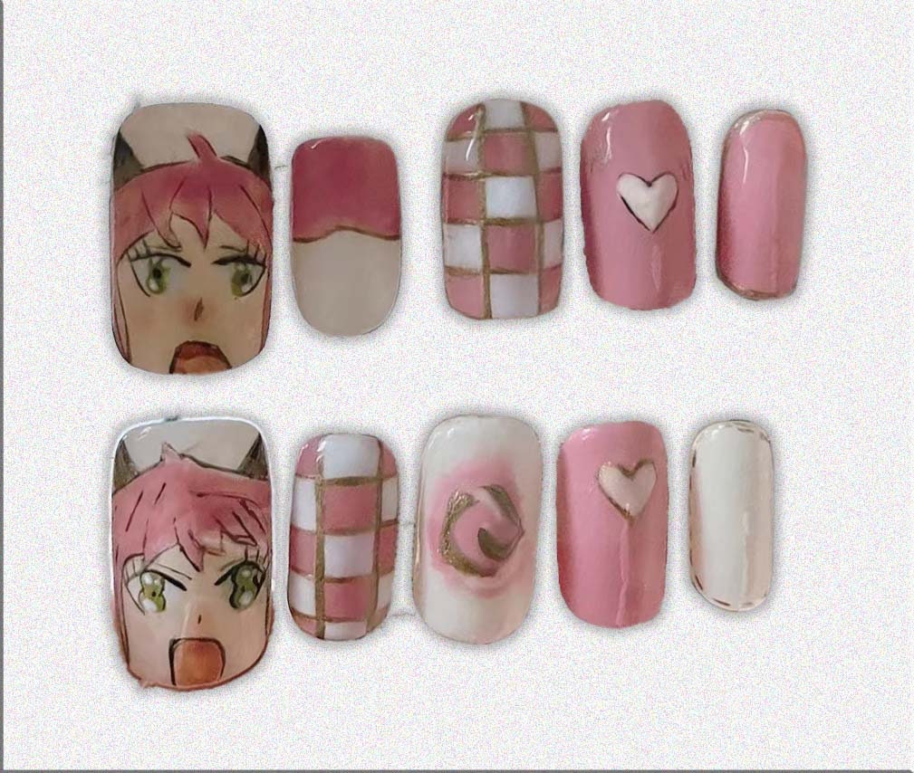 Press on Nails Animepink Anime Press Nailsanime Nail Art - Etsy Australia