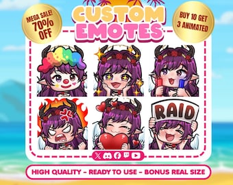 Custom Twitch Emotes for Streamers | Anime VTuber Emote Commission