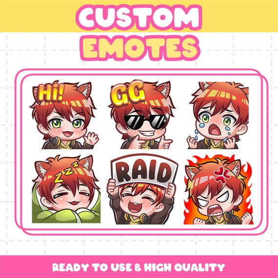 Custom Premium Twitch Emotes Cute Chibi Anime Style Twitch Emoji