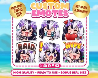 Custom Twitch Emotes for Streamers | Anime VTuber Emote Commission
