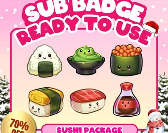 Custom Vtuber Sub Badges, Anime Food Theme, Gaming Stream Asset
