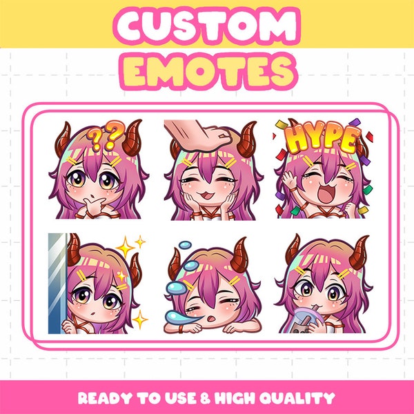 Benutzerdefinierte Premium-Twitch-Emotes | Twitch-Emotes | Benutzerdefinierte Emotes für Streamer | Niedlicher Chibi-Anime-Stil | Kawai Chibi Emotes | Benutzerdefinierte Sub-Abzeichen