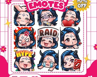 Custom Twitch Emotes for Streamers | Anime VTuber Emote Commission