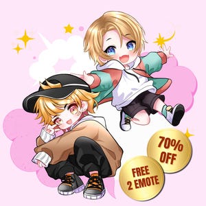 CUSTOM CHIBI, Cartoon, Fanart, Oryginalna postać Anime Pngtuber Commission Twitch, Logo Chibi, Słodkie Chibi, Emotki Chibi, Fanart, Lato