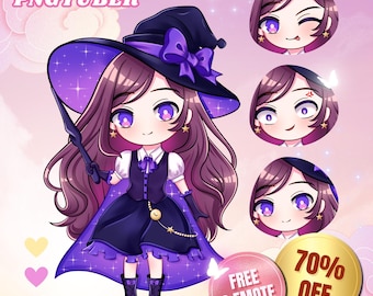 Custom Chibi PNGTuber Model: Streaming Avatar + Expressions