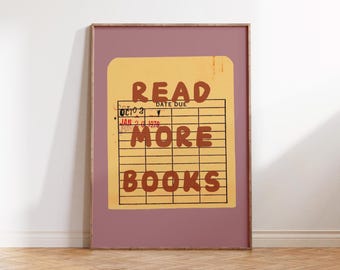 Impresión de tarjeta de biblioteca para leer más libros: Decoración para habitación infantil (descarga digital)