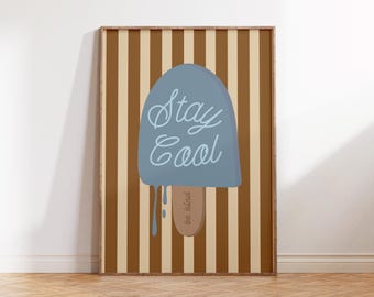 Helado "Mantente fresco y amable" / Impresión digital - Póster imprimible divertido, decoración de habitación infantil, decoración de sala de juegos infantil, habitación infantil colorida, decoración de guardería