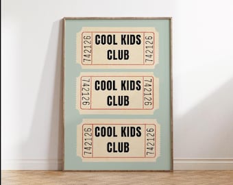 Entrada de Club Infantil Genial / Impresión digital: Póster imprimible divertido, decoración para habitación infantil, sala de juegos infantil, arte mural de inspiración vintage