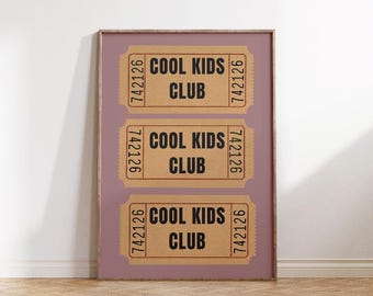 Entrada de Club Infantil Genial / Impresión digital: Póster imprimible divertido, decoración para habitación infantil, sala de juegos infantil, arte mural de inspiración vintage